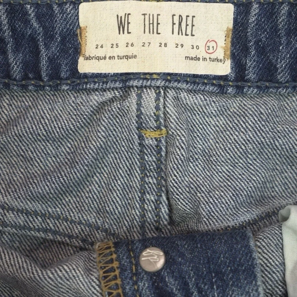 Free People We The Free Denim Mini Skirt Button Fly Raw Hem‎ Boho Festival 31